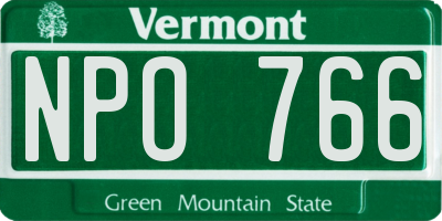 VT license plate NPO766