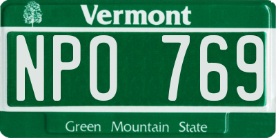 VT license plate NPO769