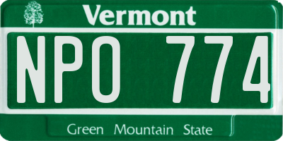VT license plate NPO774