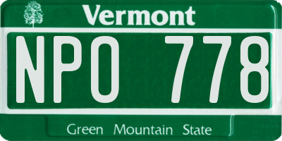 VT license plate NPO778