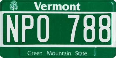VT license plate NPO788