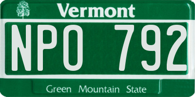VT license plate NPO792