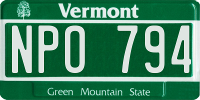VT license plate NPO794