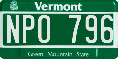 VT license plate NPO796