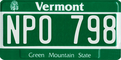 VT license plate NPO798