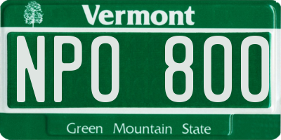 VT license plate NPO800