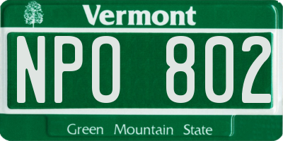 VT license plate NPO802