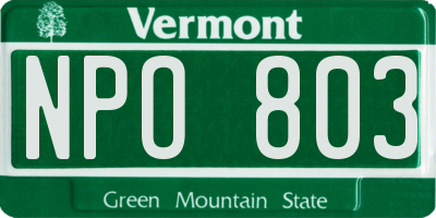 VT license plate NPO803