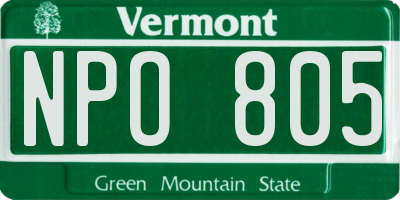 VT license plate NPO805