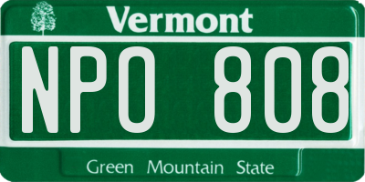 VT license plate NPO808