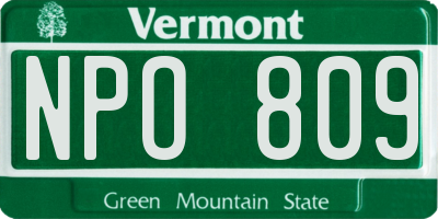 VT license plate NPO809