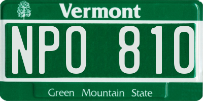 VT license plate NPO810