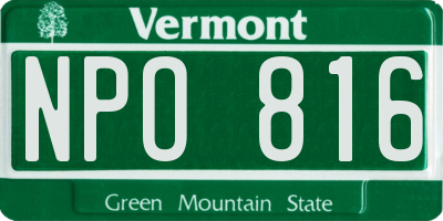 VT license plate NPO816