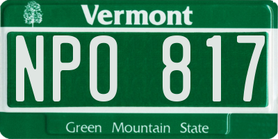 VT license plate NPO817