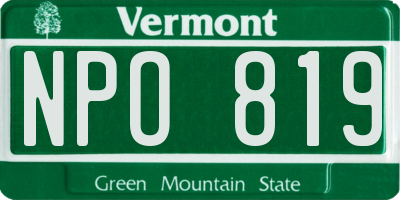 VT license plate NPO819