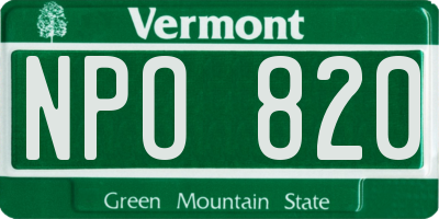 VT license plate NPO820