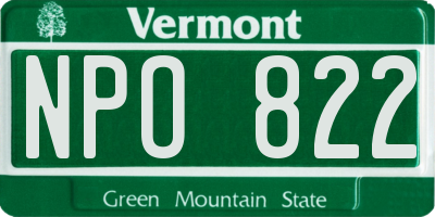 VT license plate NPO822
