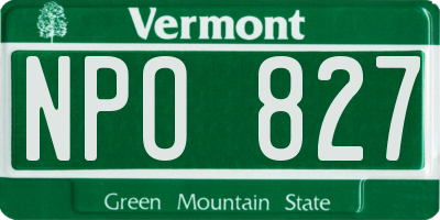 VT license plate NPO827