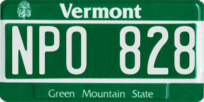 VT license plate NPO828