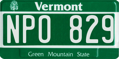 VT license plate NPO829