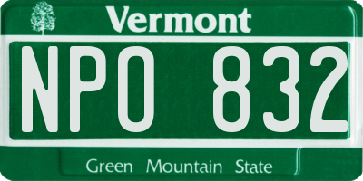 VT license plate NPO832