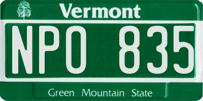 VT license plate NPO835