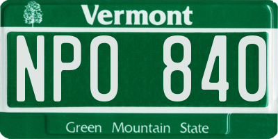 VT license plate NPO840