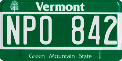 VT license plate NPO842