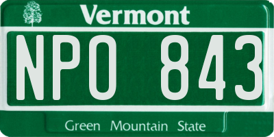 VT license plate NPO843
