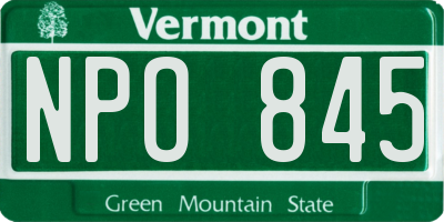 VT license plate NPO845