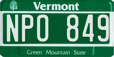 VT license plate NPO849