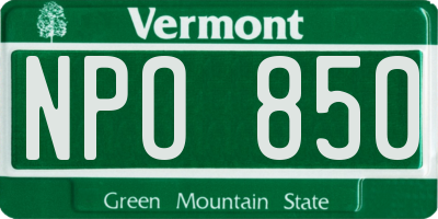 VT license plate NPO850
