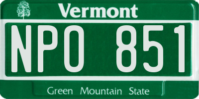 VT license plate NPO851
