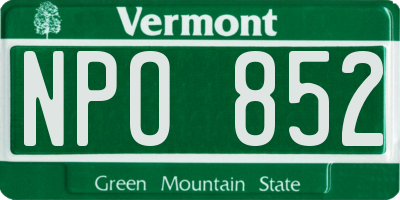 VT license plate NPO852