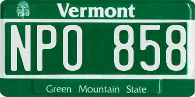 VT license plate NPO858