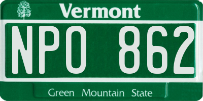 VT license plate NPO862