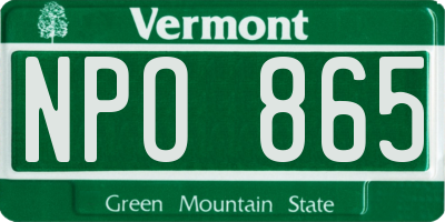 VT license plate NPO865
