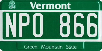 VT license plate NPO866