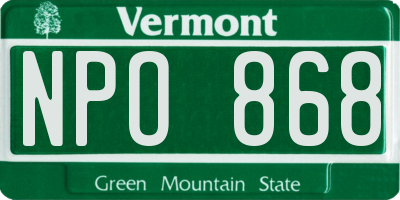 VT license plate NPO868