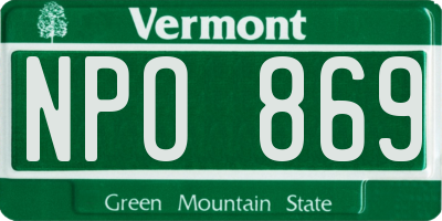 VT license plate NPO869