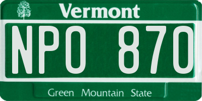 VT license plate NPO870