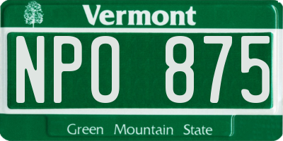 VT license plate NPO875