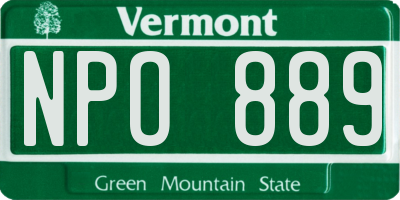 VT license plate NPO889