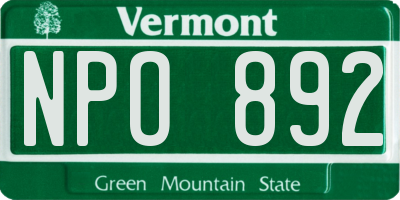 VT license plate NPO892