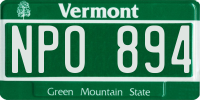 VT license plate NPO894