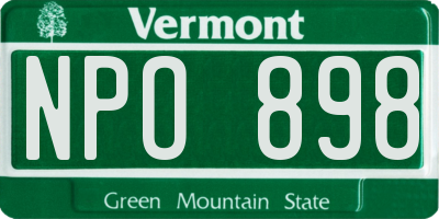 VT license plate NPO898