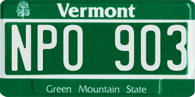 VT license plate NPO903