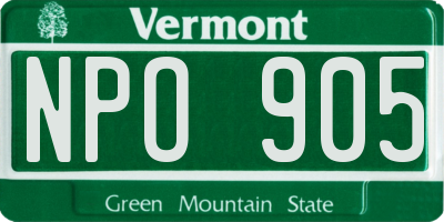 VT license plate NPO905