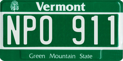 VT license plate NPO911