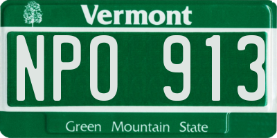 VT license plate NPO913